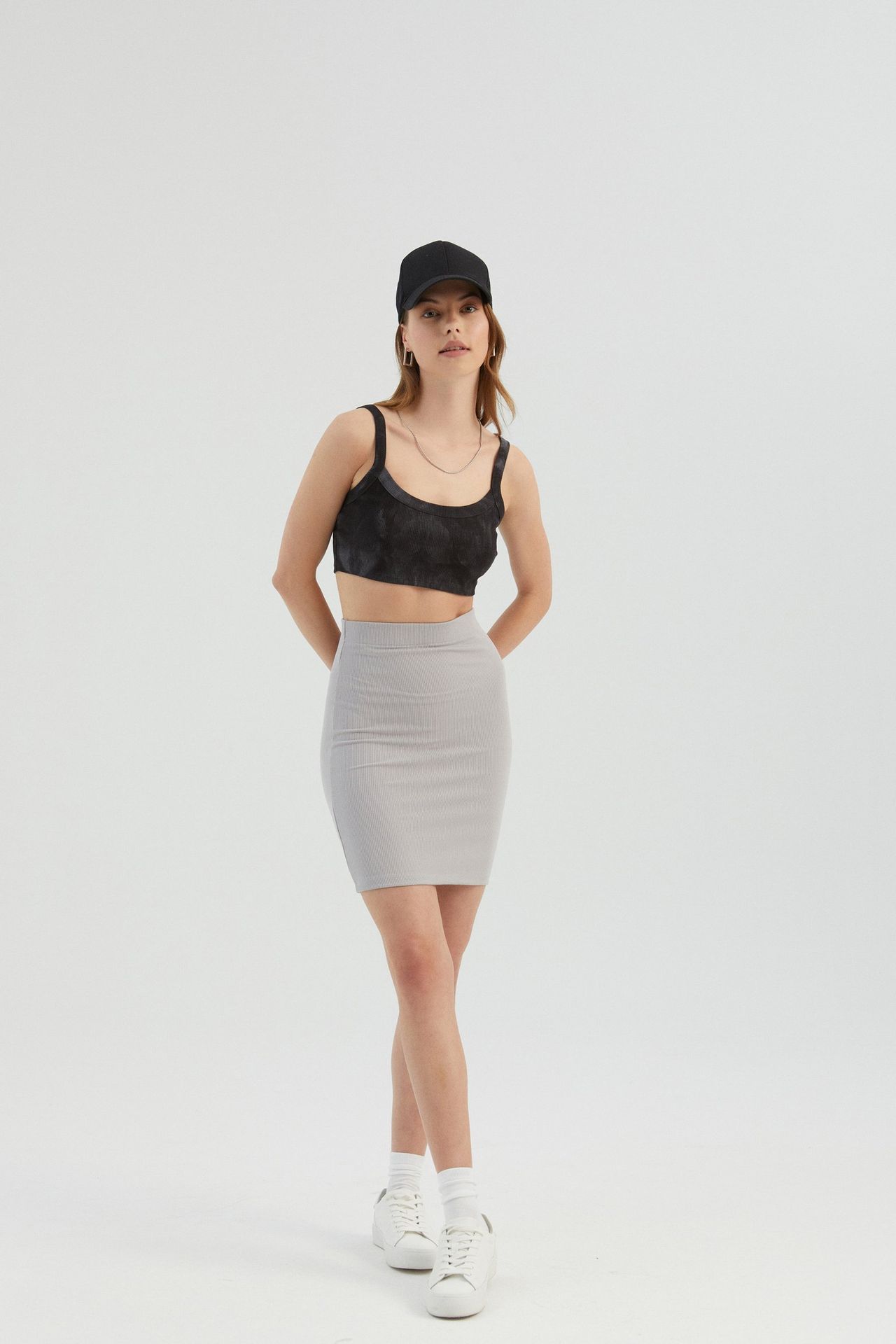 High Waist Ribbed Mini Skirt
