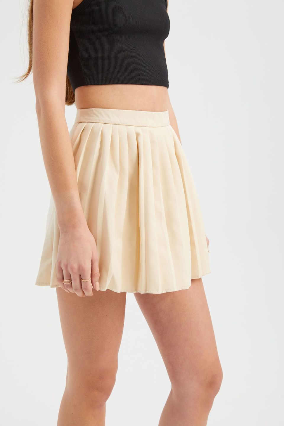 High Waist Pleated Mini Skirt