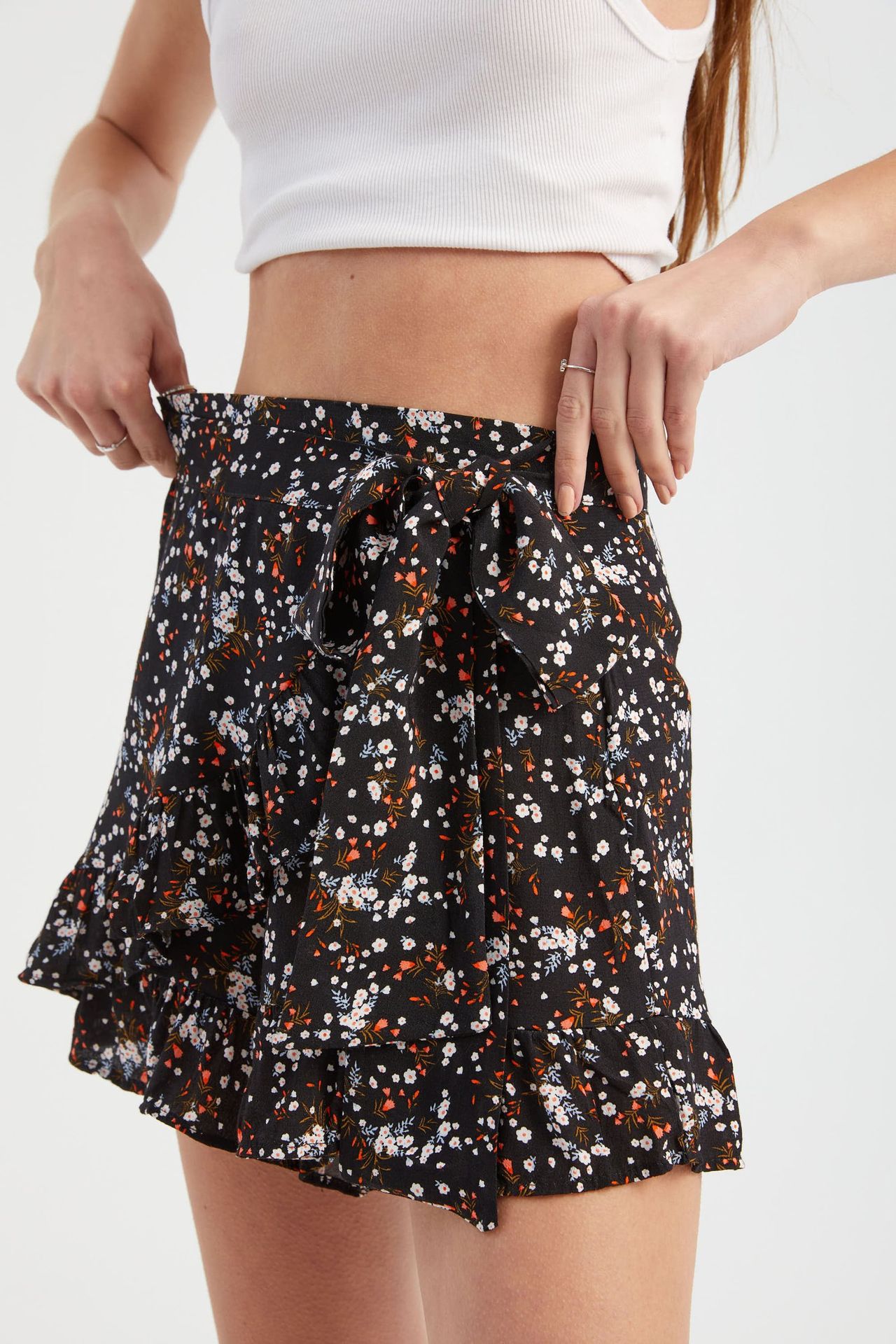 Floral High Waist Shorts with a Belt Detail