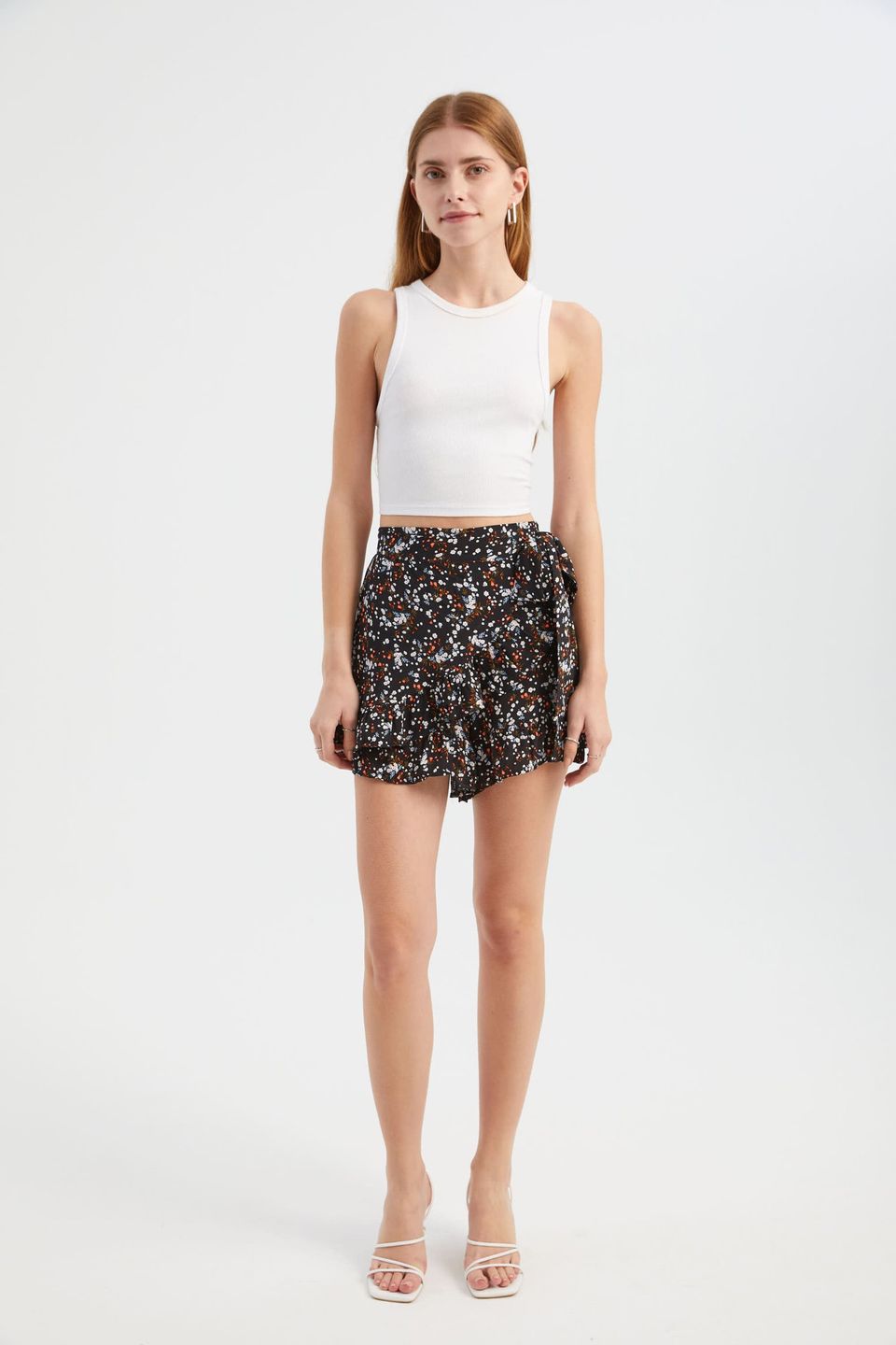 Floral High Waist Shorts with a Belt Detail