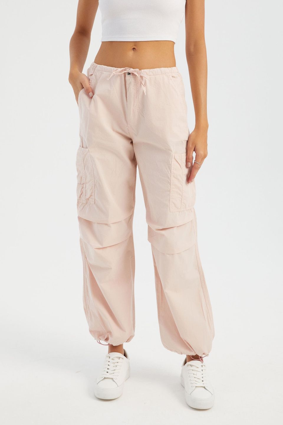 Mid Rise Drawstring Cargo Trousers