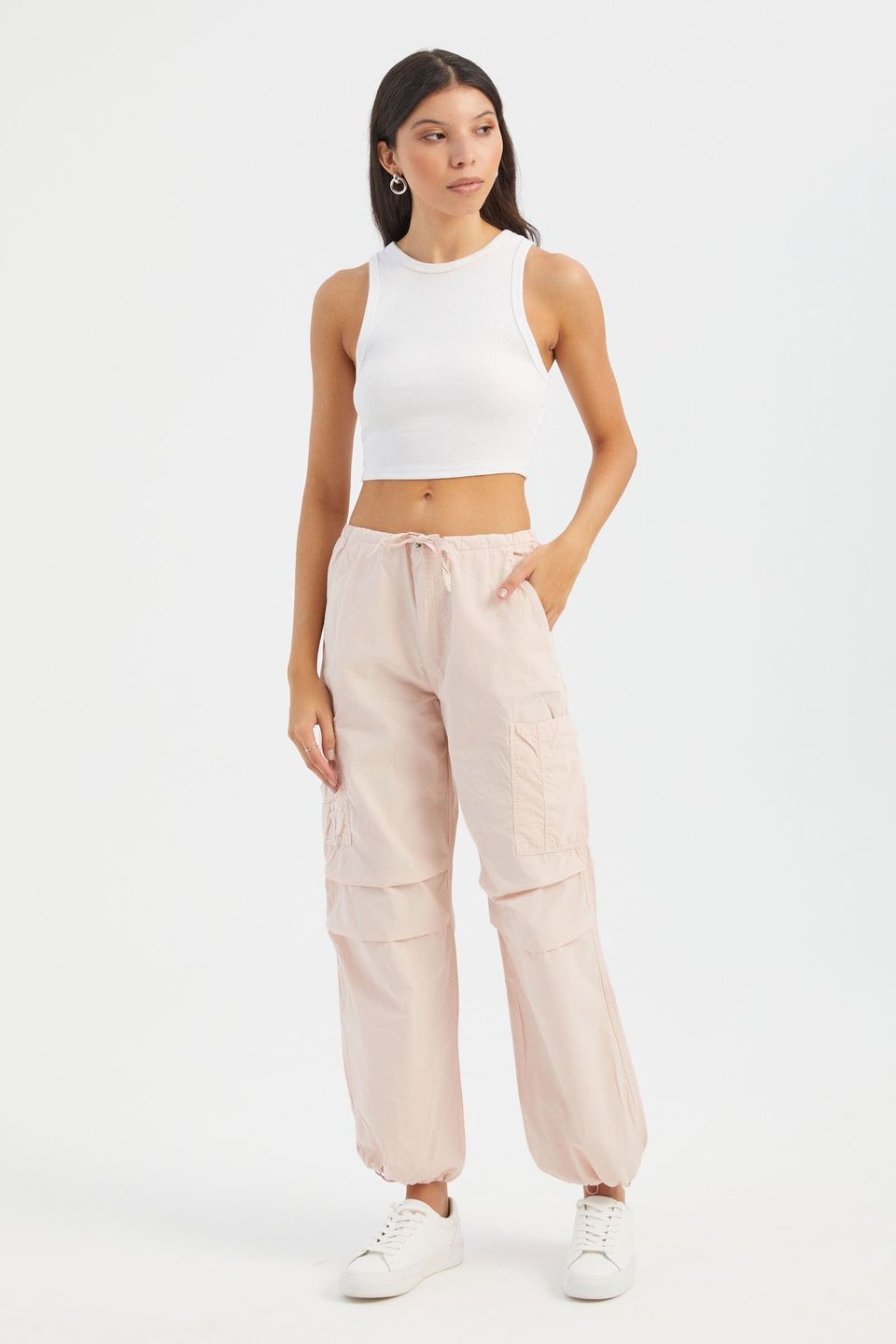 Mid Rise Drawstring Cargo Trousers