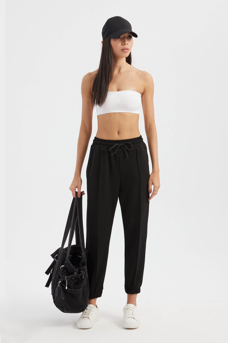 High Waist Drawstring Pleated Regular Fit Joggers