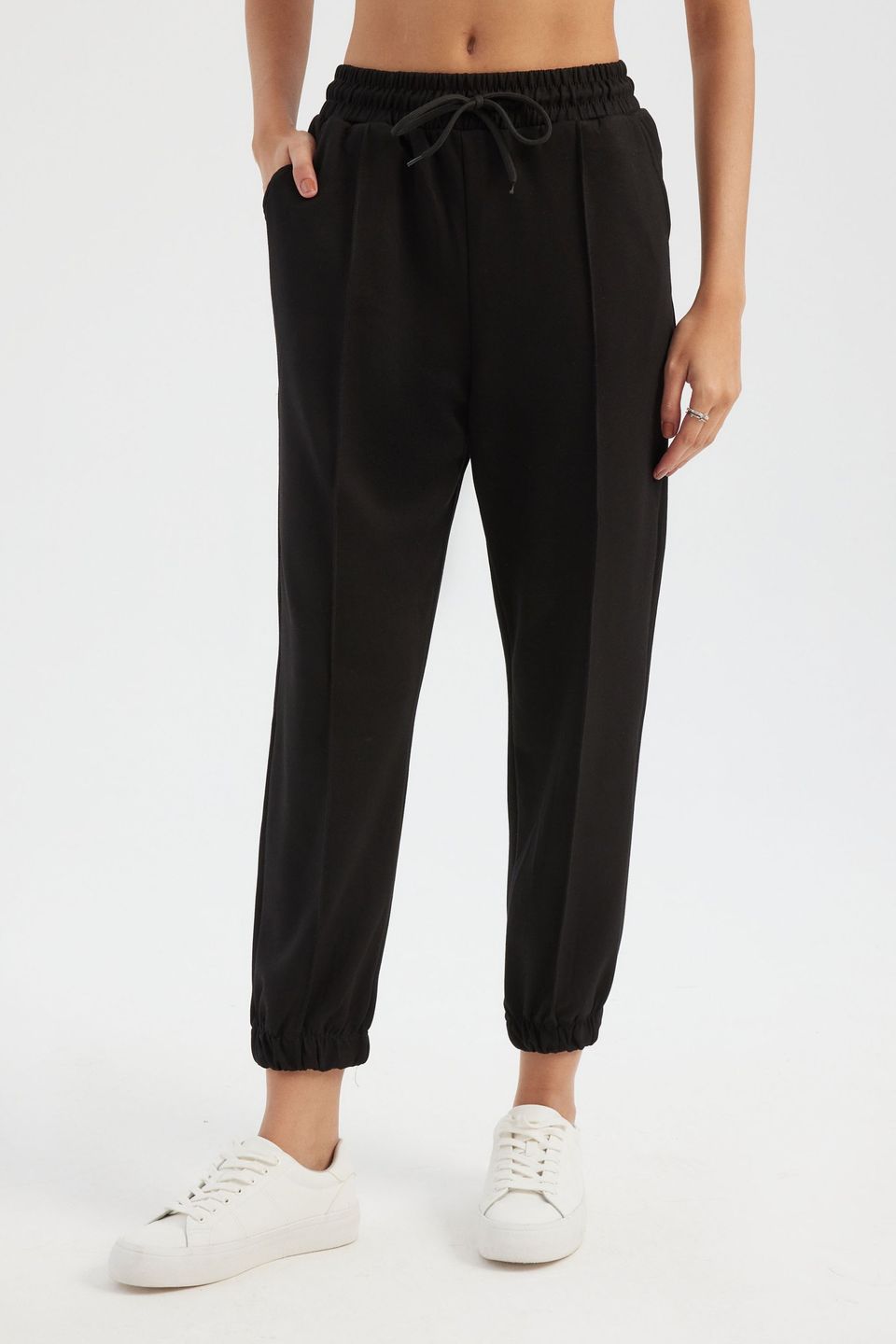 High Waist Drawstring Pleated Regular Fit Joggers