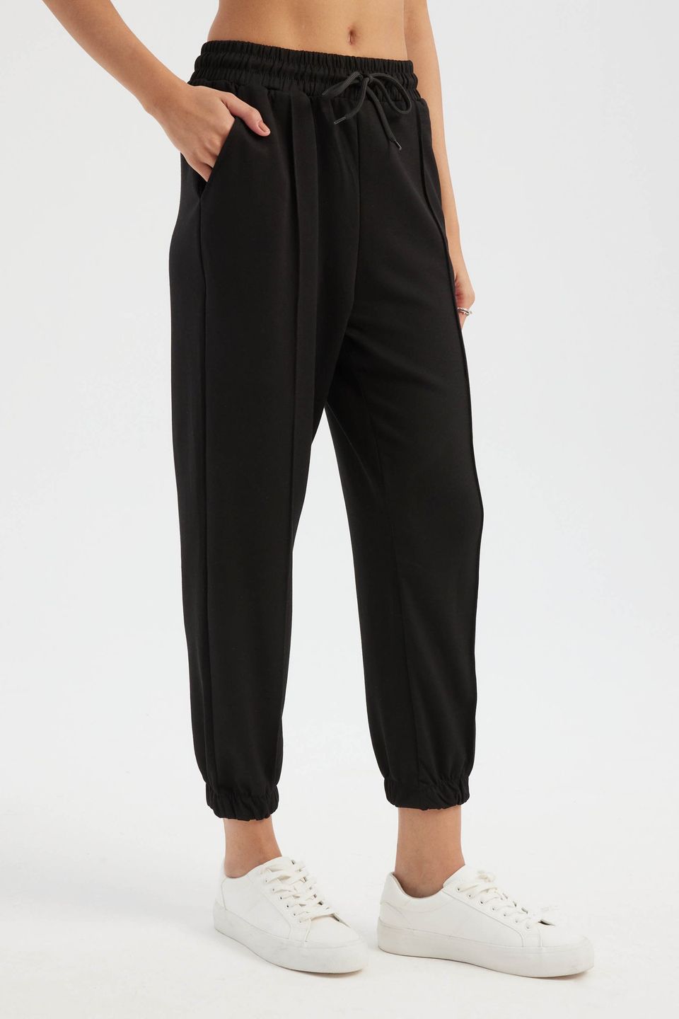 High Waist Drawstring Pleated Regular Fit Joggers