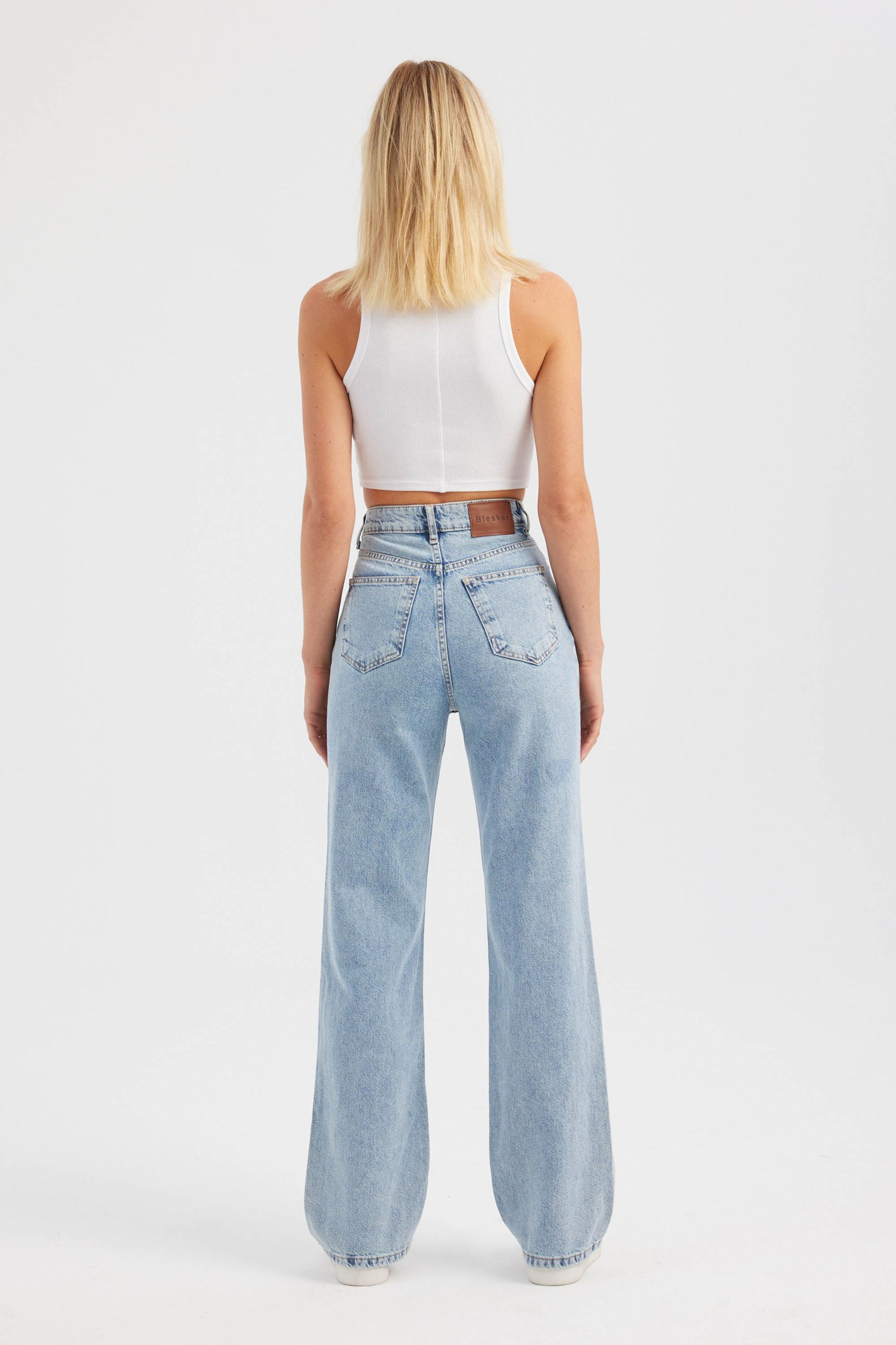 HiCCUP - Light Blue Denim High Waist Straight Leg Jeans Women