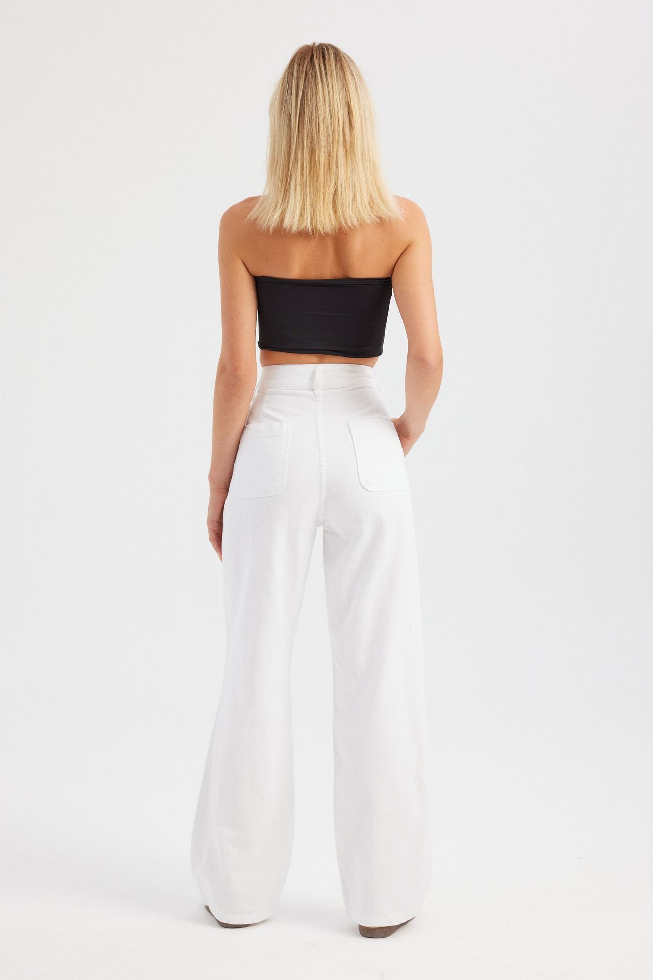 High Waist Pleated Wide Leg Jeans