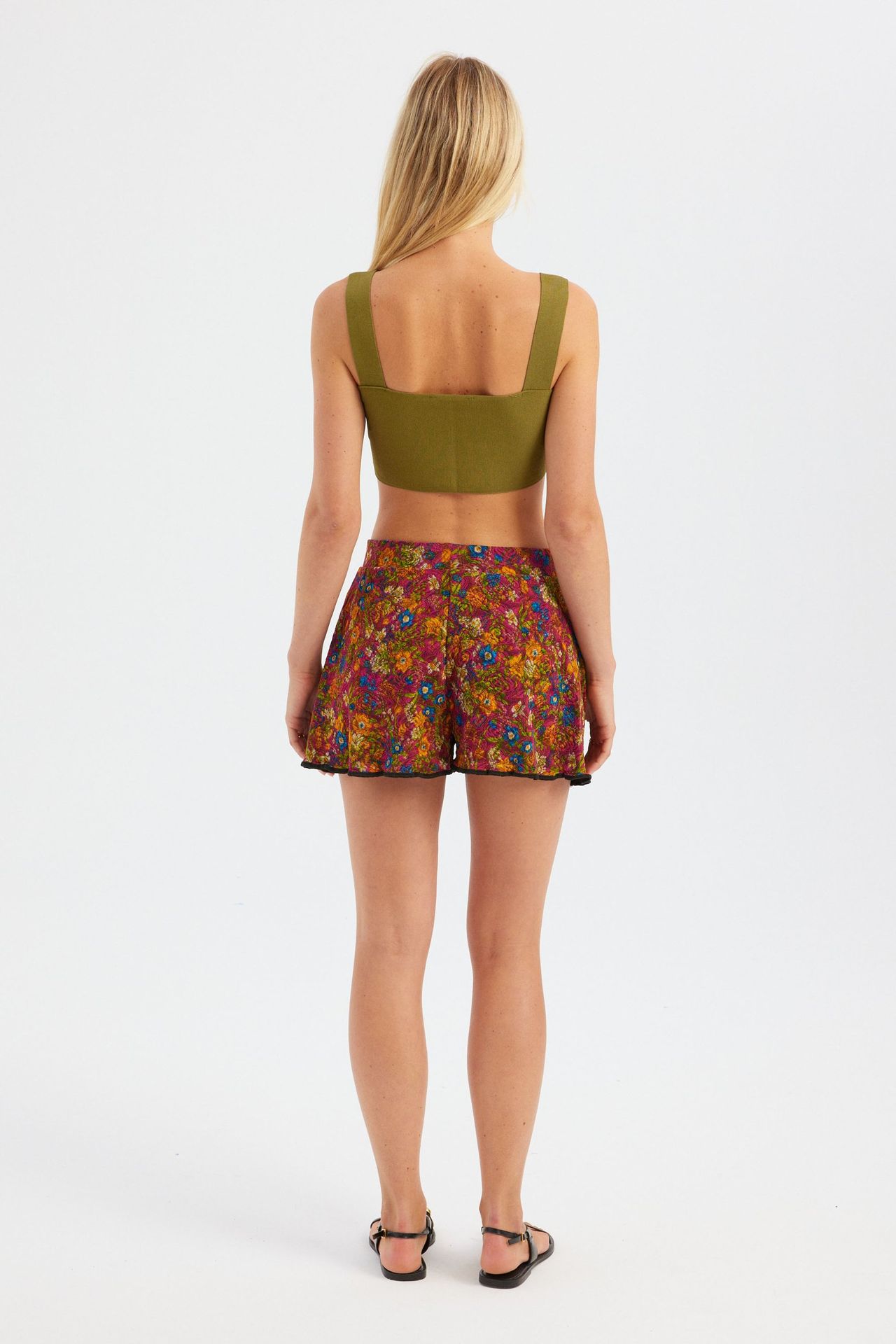 High Waist Floral Print Mini Shorts