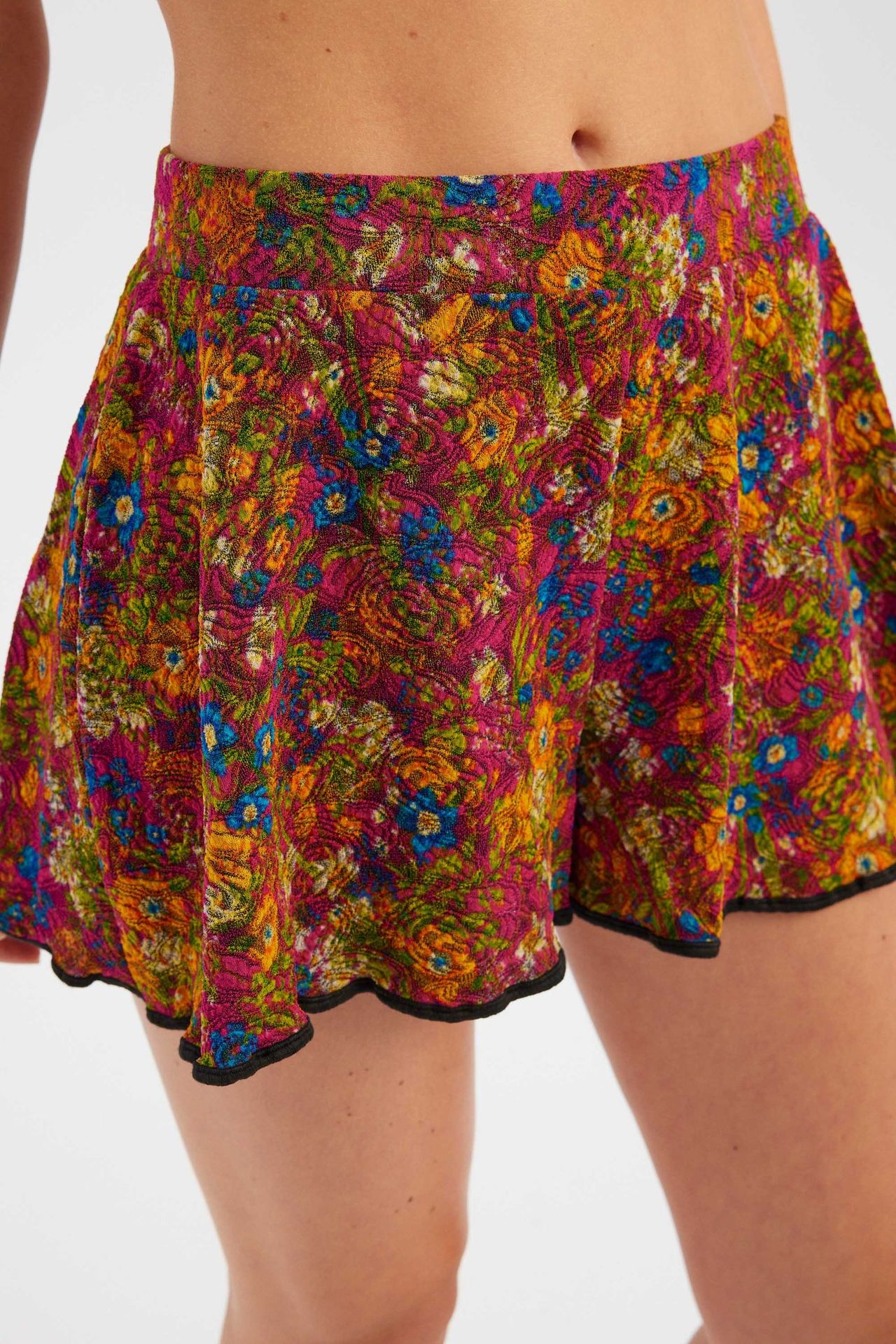 High Waist Floral Print Mini Shorts