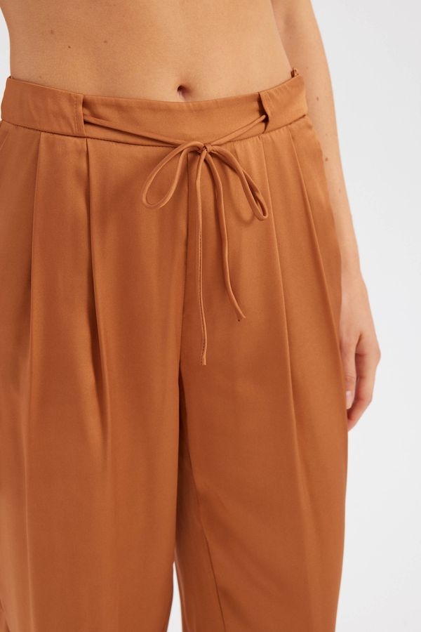 High Waist Drawstring Pleated Carrot fit Trousers 5