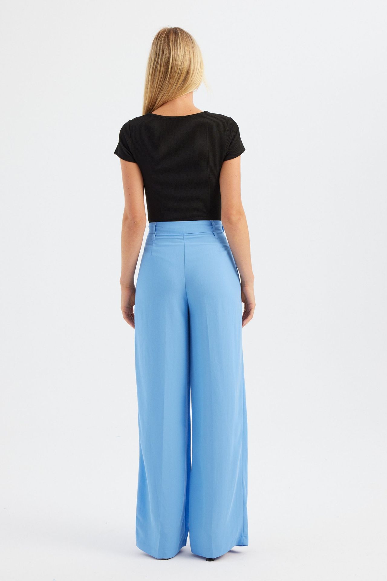 High Waist Pleated Straight Leg Trousers