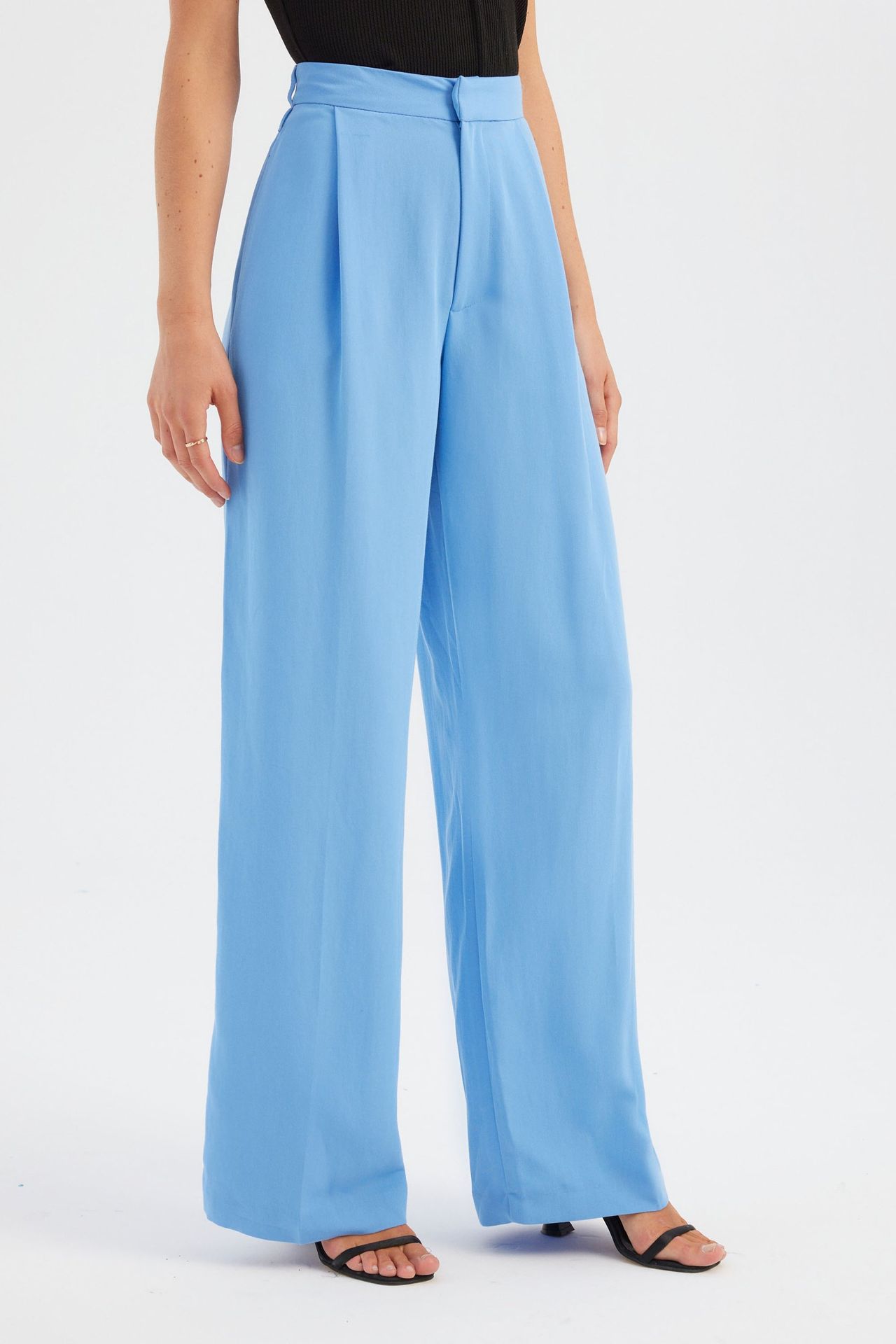 High Waist Pleated Straight Leg Trousers