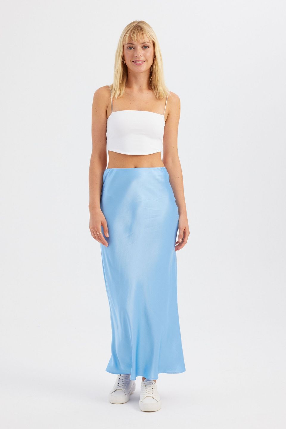 Satin High Waist Maxi Skirt