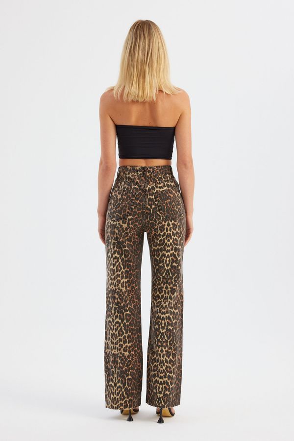 Animal Printed High Waist Straight Leg Trousers 4
