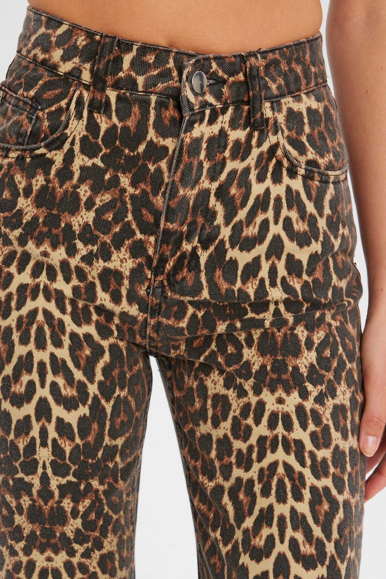 Animal Printed High Waist Straight Leg Trousers