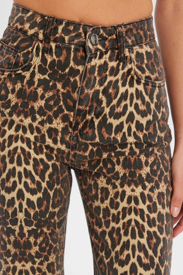 Animal Printed High Waist Straight Leg Trousers 5