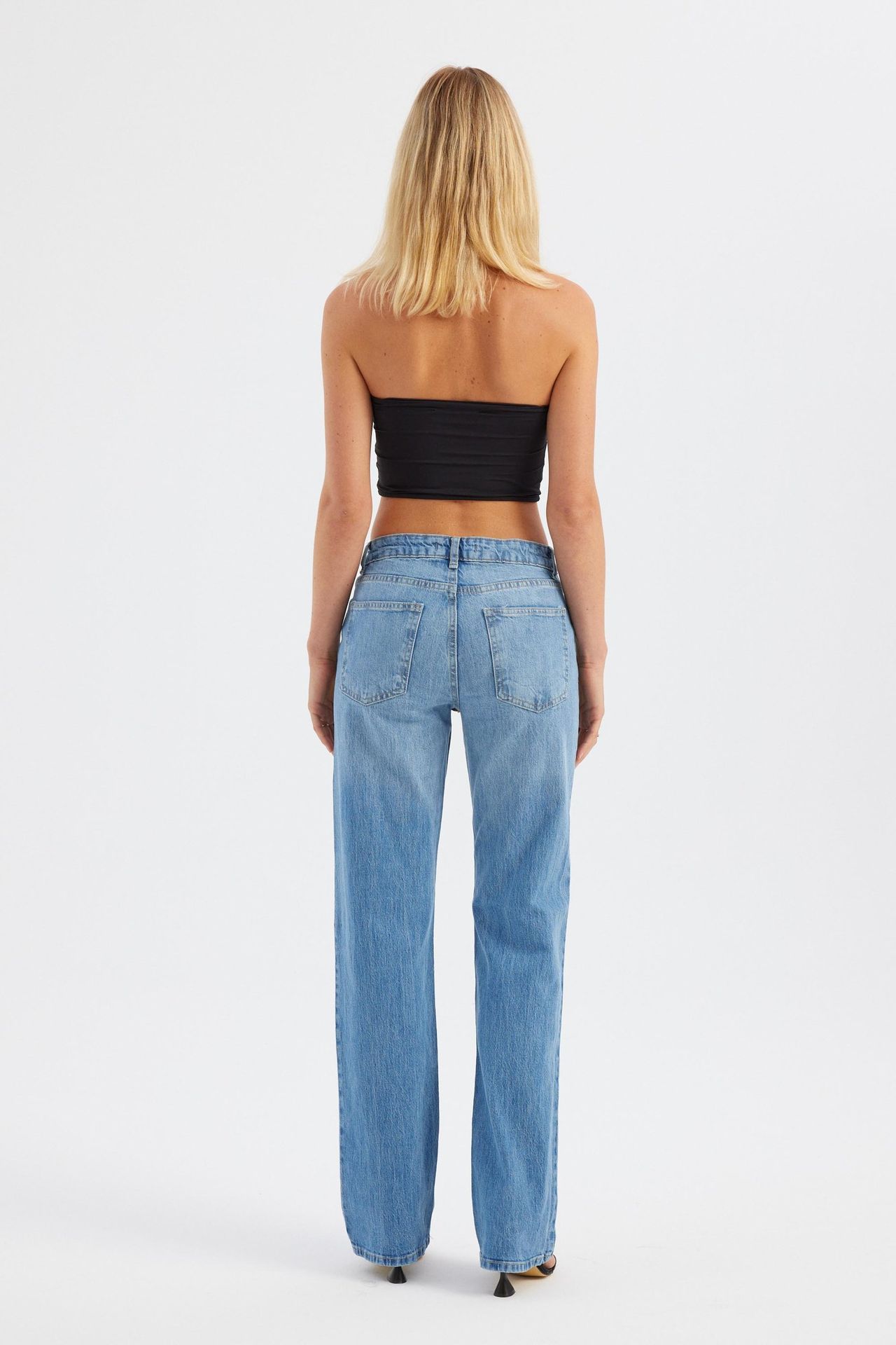 Mid Rise Straight Leg Jeans