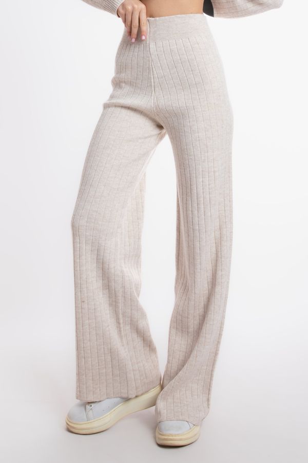 2 Pieces: Crew Neck Knitted Sweater & High Waist Straight Leg Trousers 6
