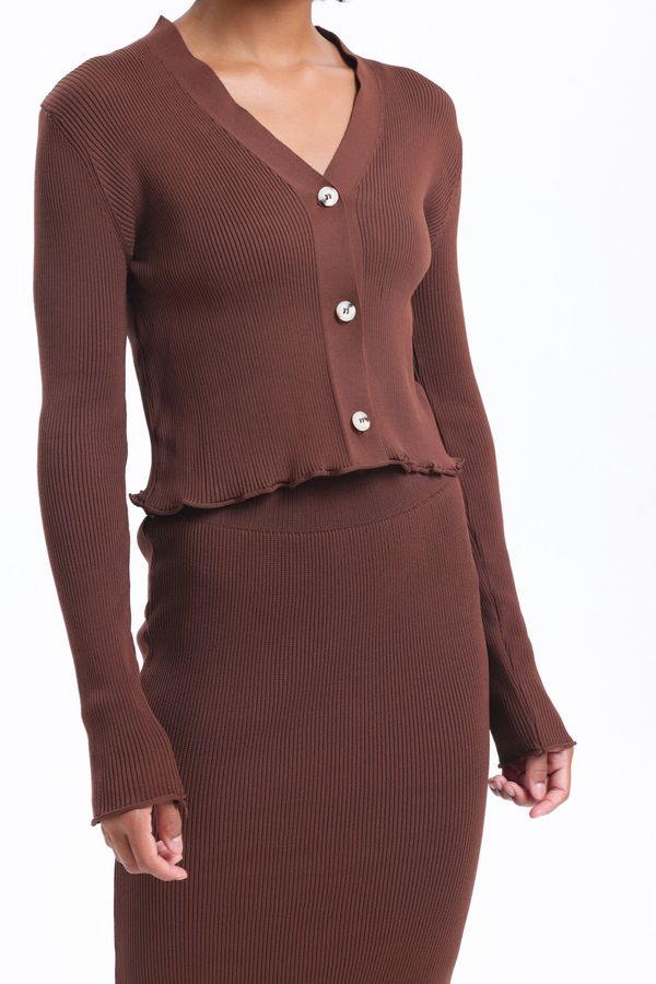 V Neck Cardigan, Cropped Tank Top & High Waist Maxi Skirt Set 6
