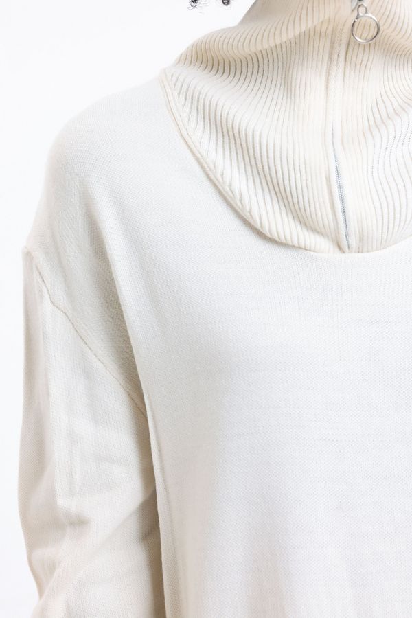 Knitted Sweater with Zippered Neck & Mid Rise Wide Leg Trousers 6