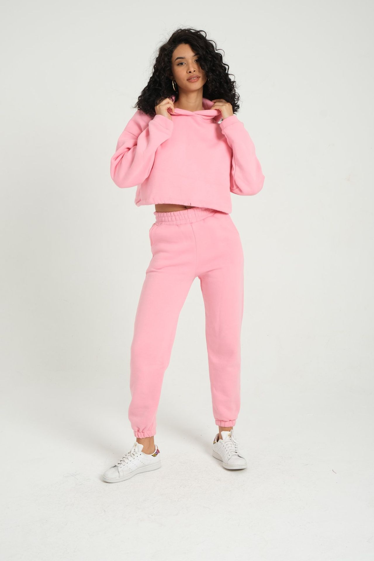 2 Pieces: Drawstring Oversized Hoodie & High Waist Elastic Waist Jogger