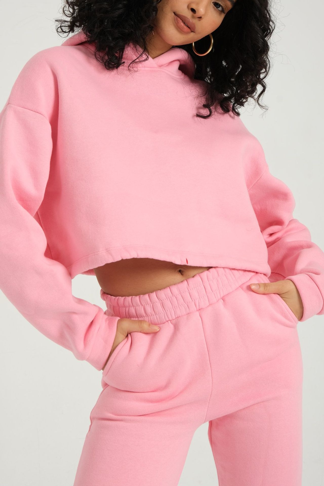 2 Pieces: Drawstring Oversized Hoodie & High Waist Elastic Waist Jogger