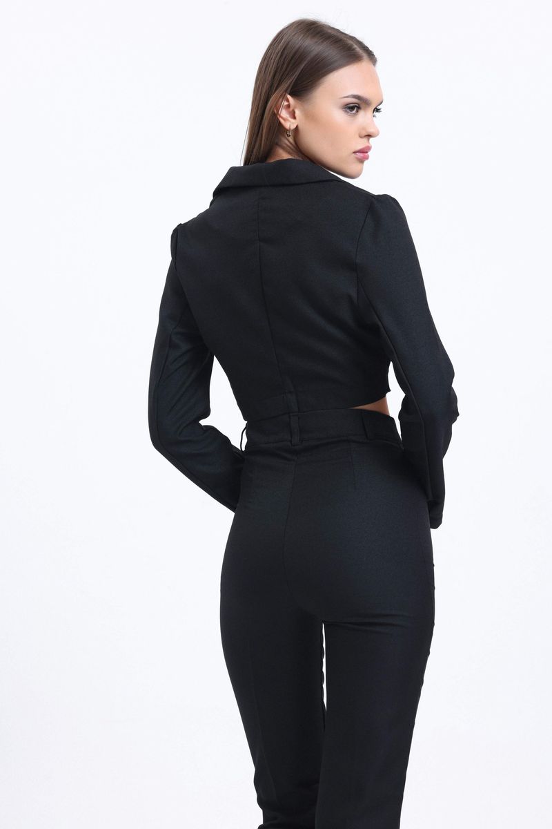 Cropped Shirt & High Waist Trousers with Tie Up Detail 5