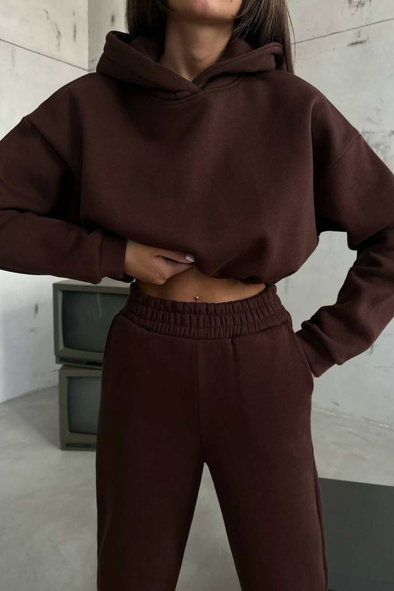 2 Pieces: Drawstring Oversized Hoodie & High Waist Elastic Waist Jogger