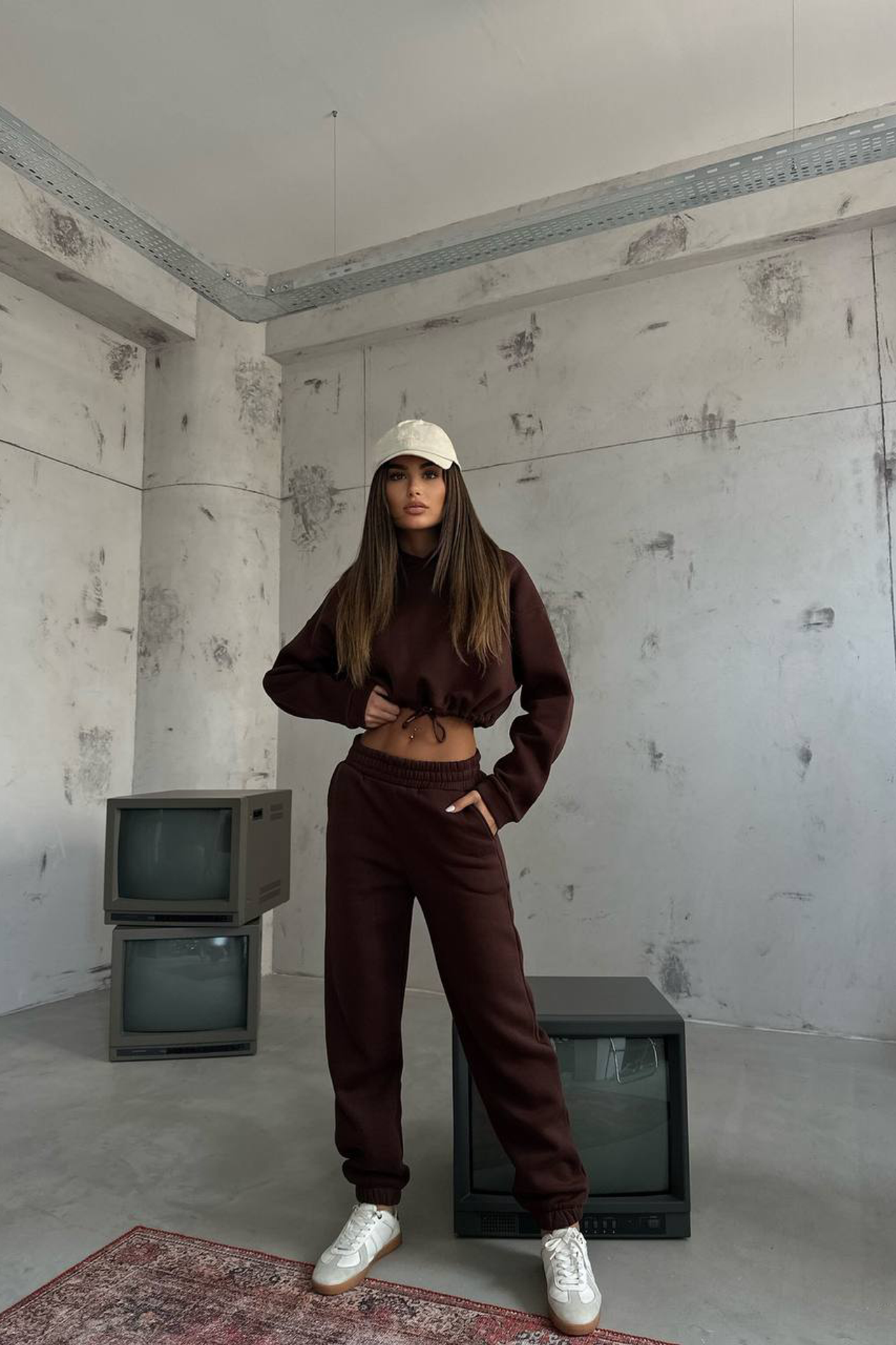 2 Pieces: Drawstring Oversized Hoodie & High Waist Elastic Waist Jogger