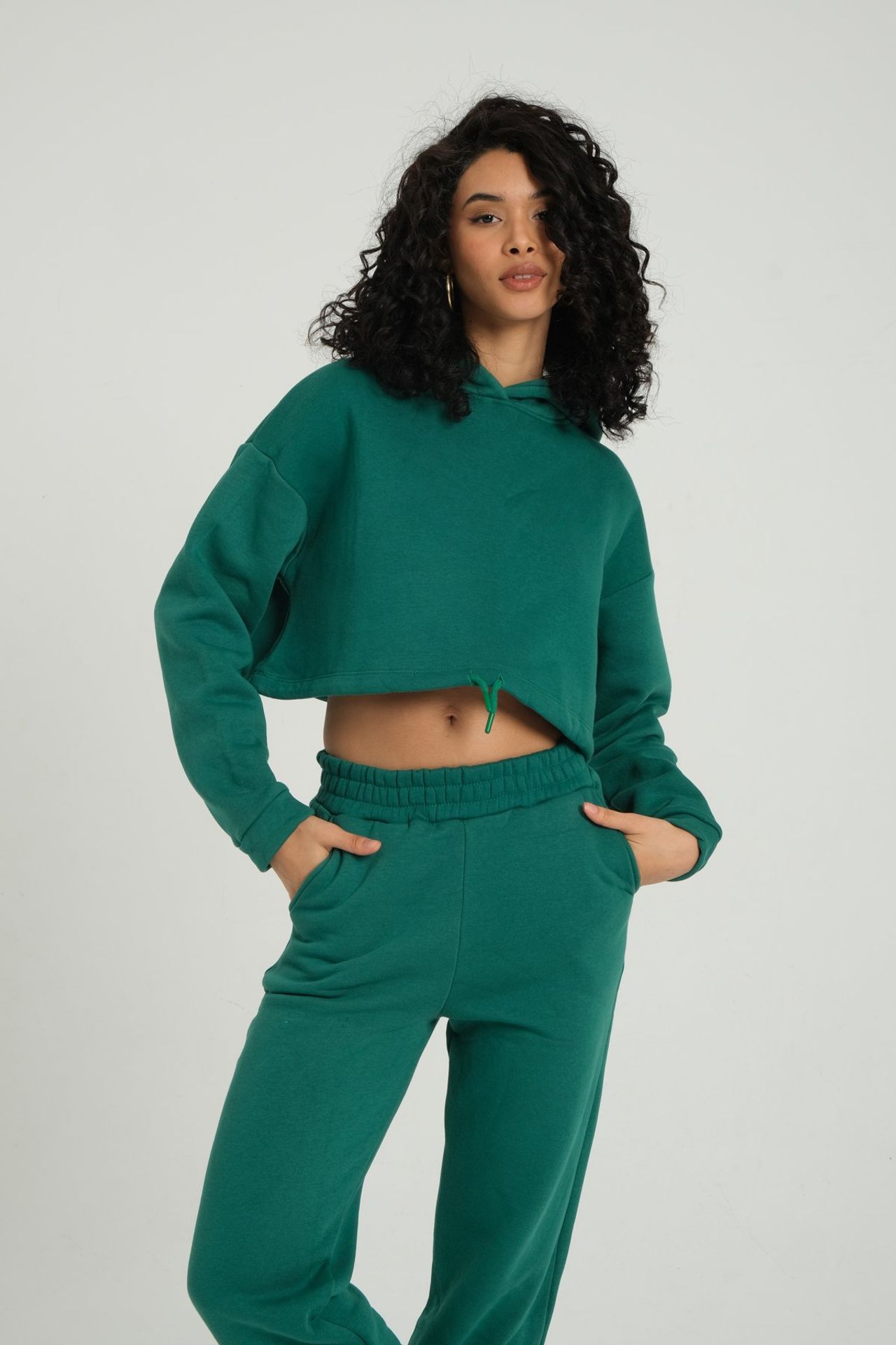 2 Pieces: Drawstring Oversized Hoodie & High Waist Elastic Waist Jogger