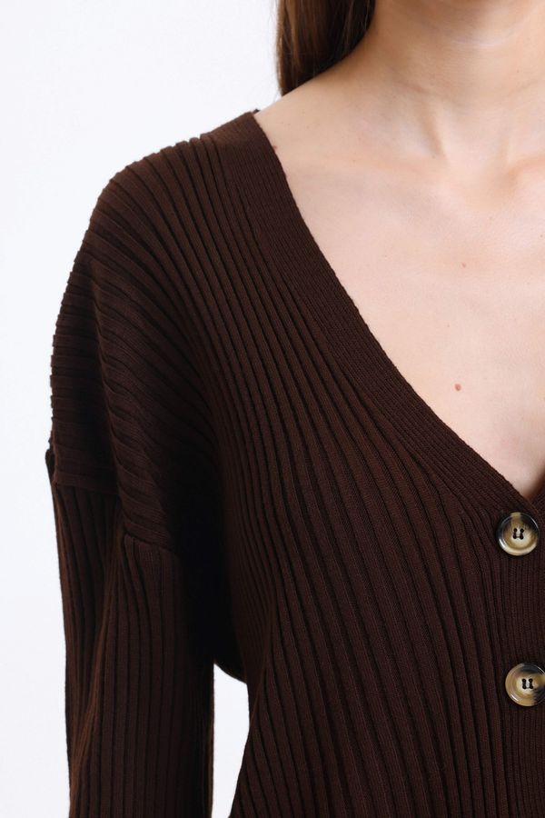 V Neck Cardigan & High Waist Drawstring Trousers Set 4