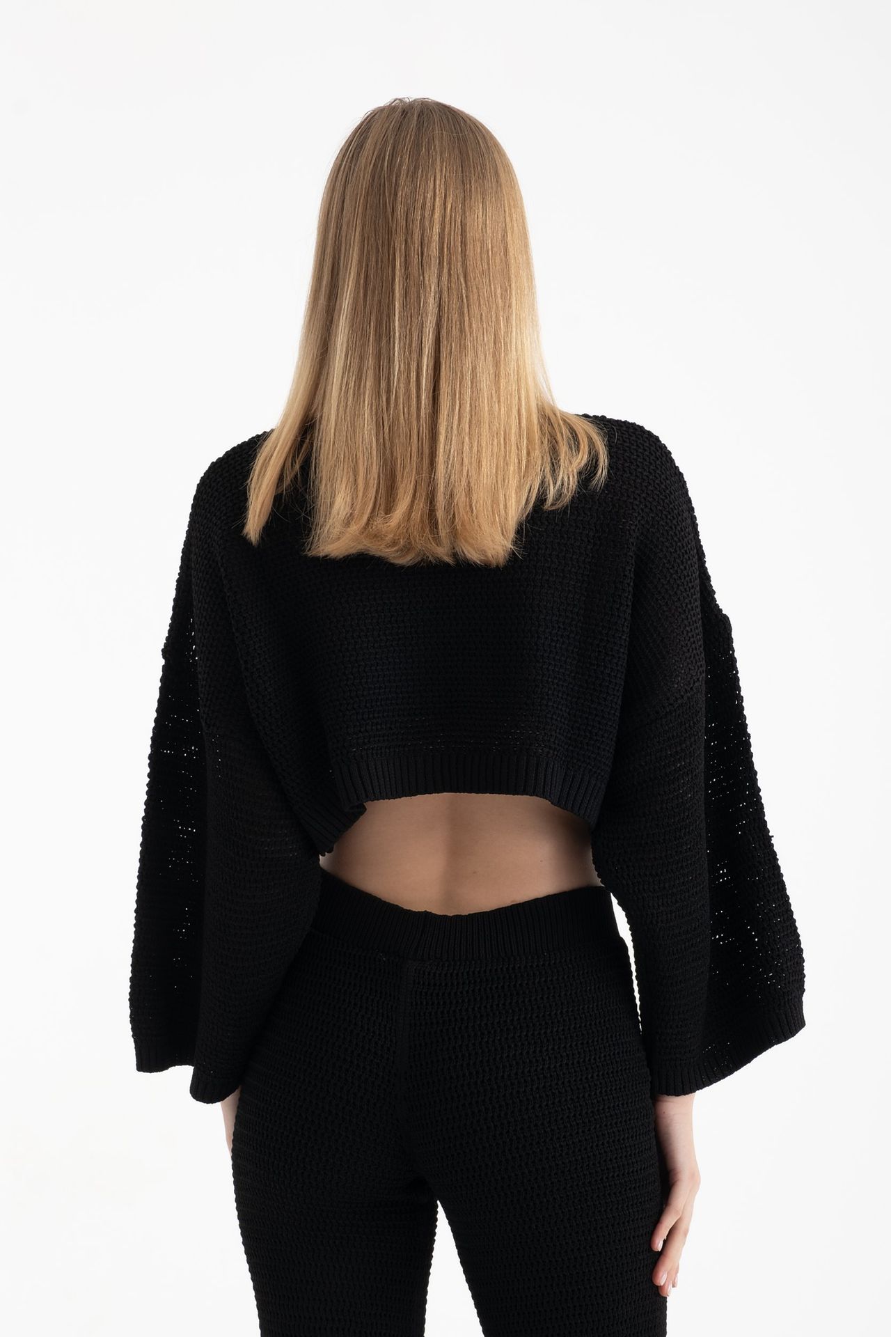 2 Pieces: Crew Neck Knitted Long Sleeve Oversized Top & Mid Rise Straight Leg Trousers