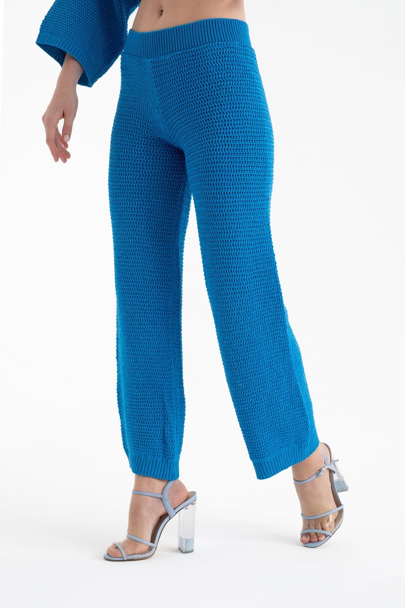 Crew Neck Knitted Top & Mid Rise Straight Leg Trousers Set 5