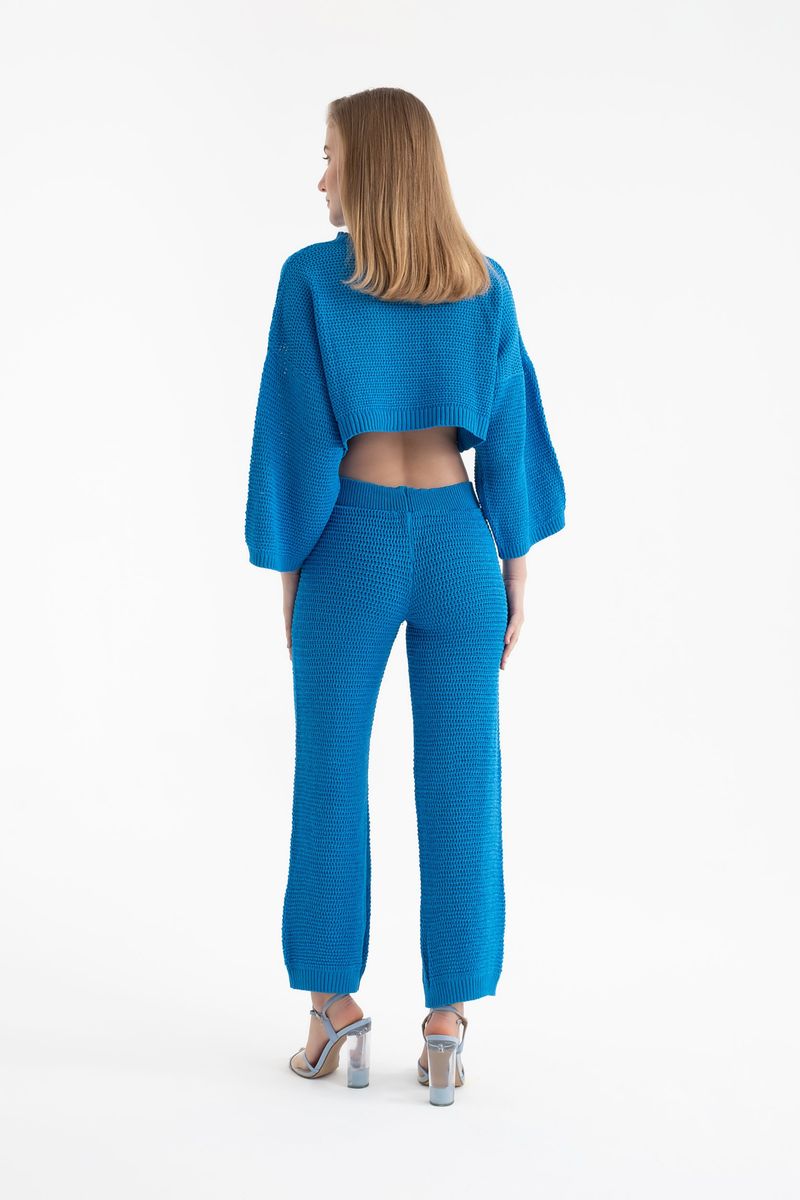 Crew Neck Knitted Top & Mid Rise Straight Leg Trousers Set 4