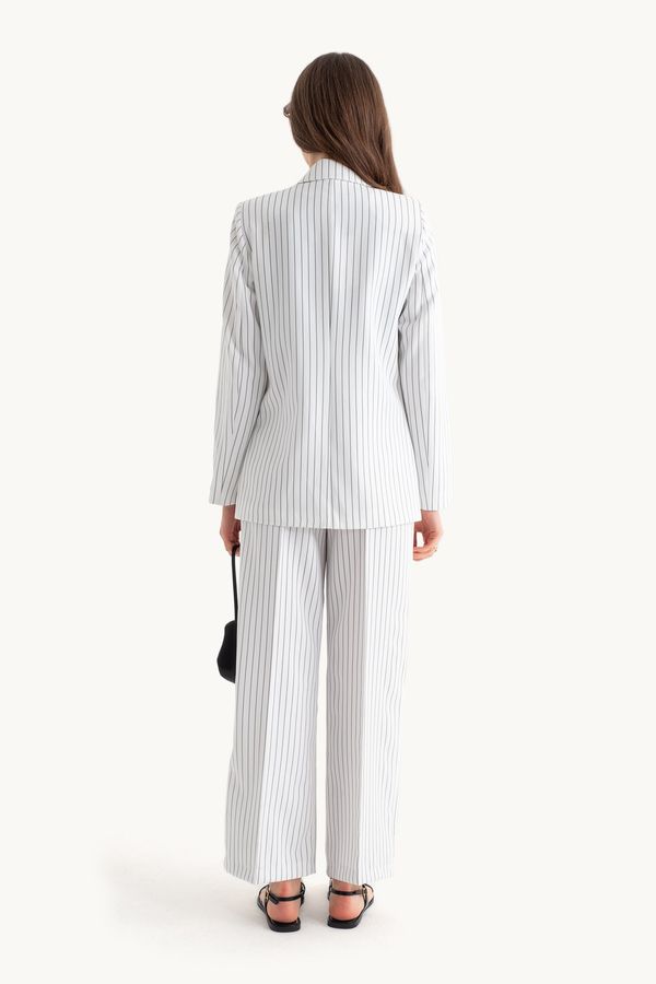 Striped Blazer with Flower Detail & Straight Leg Trousers Coord 5