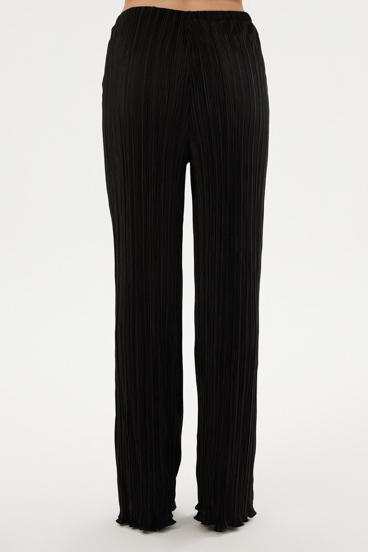 2 Pieces: High Neck Halter Pleated Asymmetrical Blouse & High Waist Pleated Palazzo Trousers