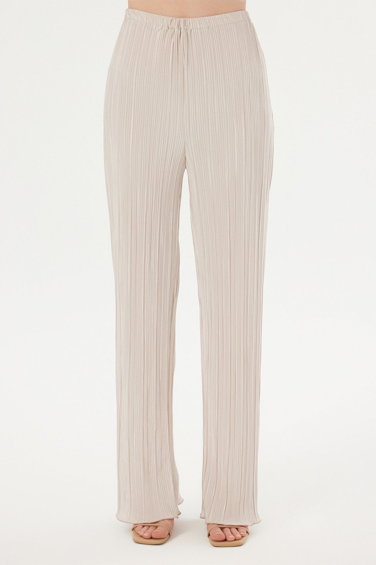 High Neck Halter Pleated Blouse & Palazzo Trousers Coord