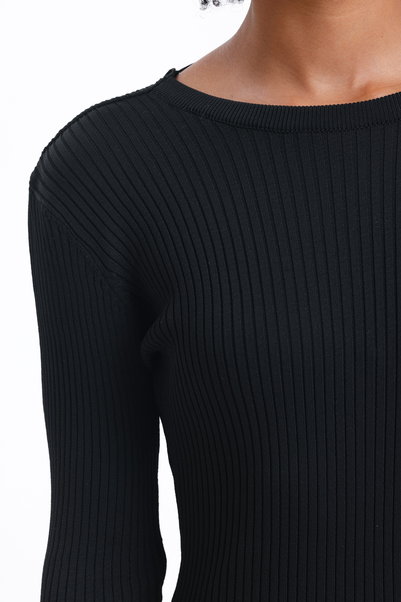 Knitted Round Neck Long Sleeve Midi Bodycon Dress