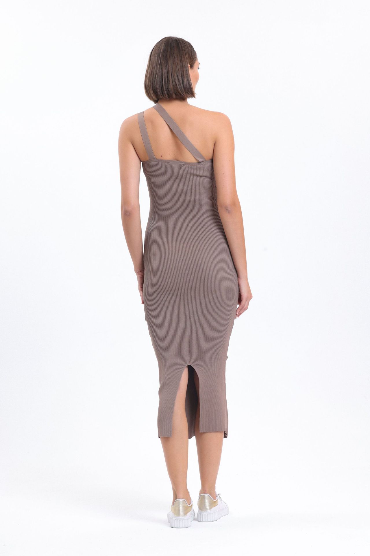 Knitted One Shoulder Maxi Bodycon Dress