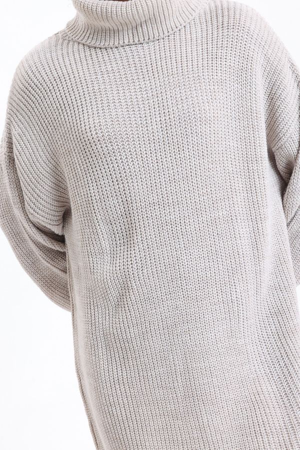 Knitted Turtleneck Long Sleeve Midi Oversized Dress 6
