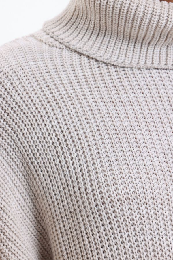 Knitted Turtleneck Long Sleeve Midi Oversized Dress 7