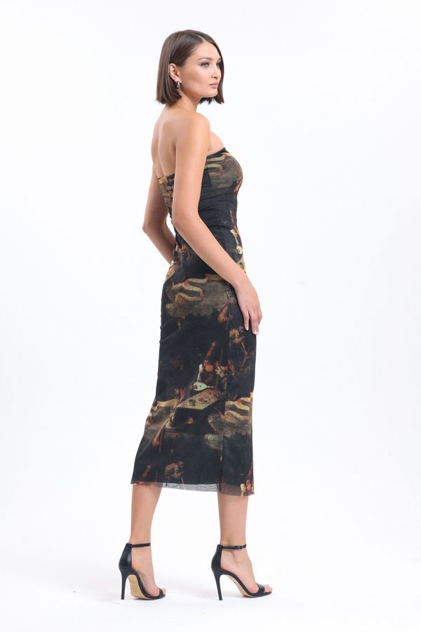 Tulle Graphic Strapless Maxi Dress 3