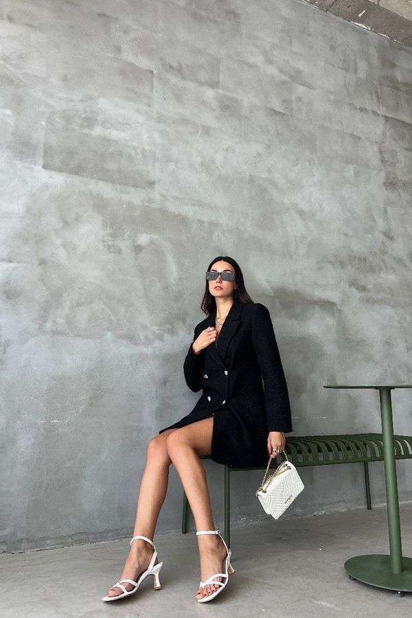 V Neck Buttoned Long Sleeve Mini Blazer Dress 3