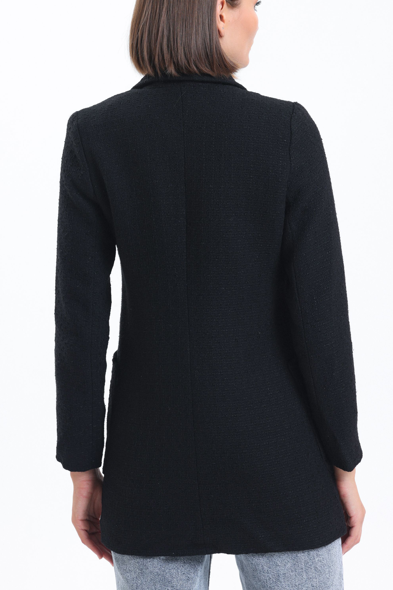 V Neck Buttoned Long Sleeve Mini Blazer Dress