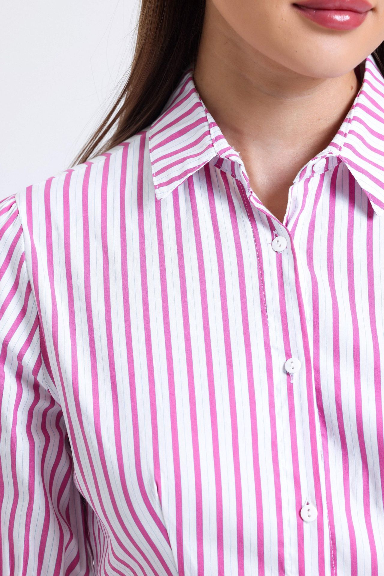 Striped Short Sleeve Midi Shirt Dress with a Belt Detail