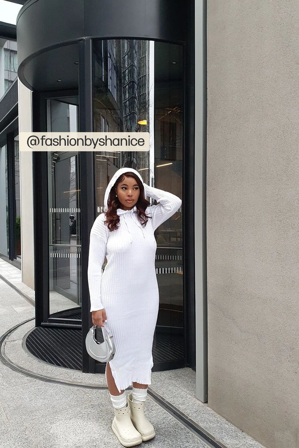 Ribbed Long Sleeve Maxi Dress with a Hoodie 2