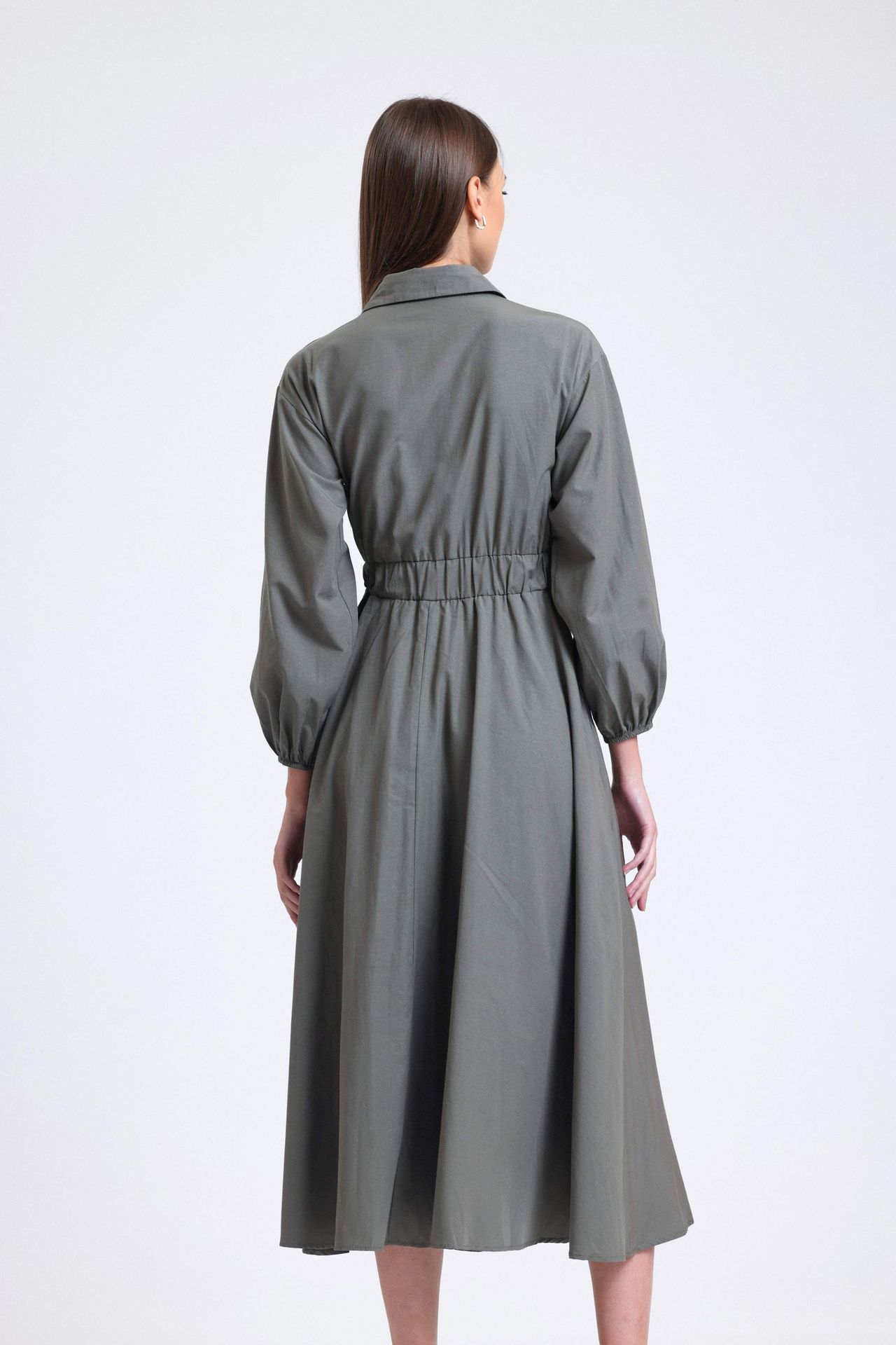 Polo Collar Long Sleeve Maxi Dress