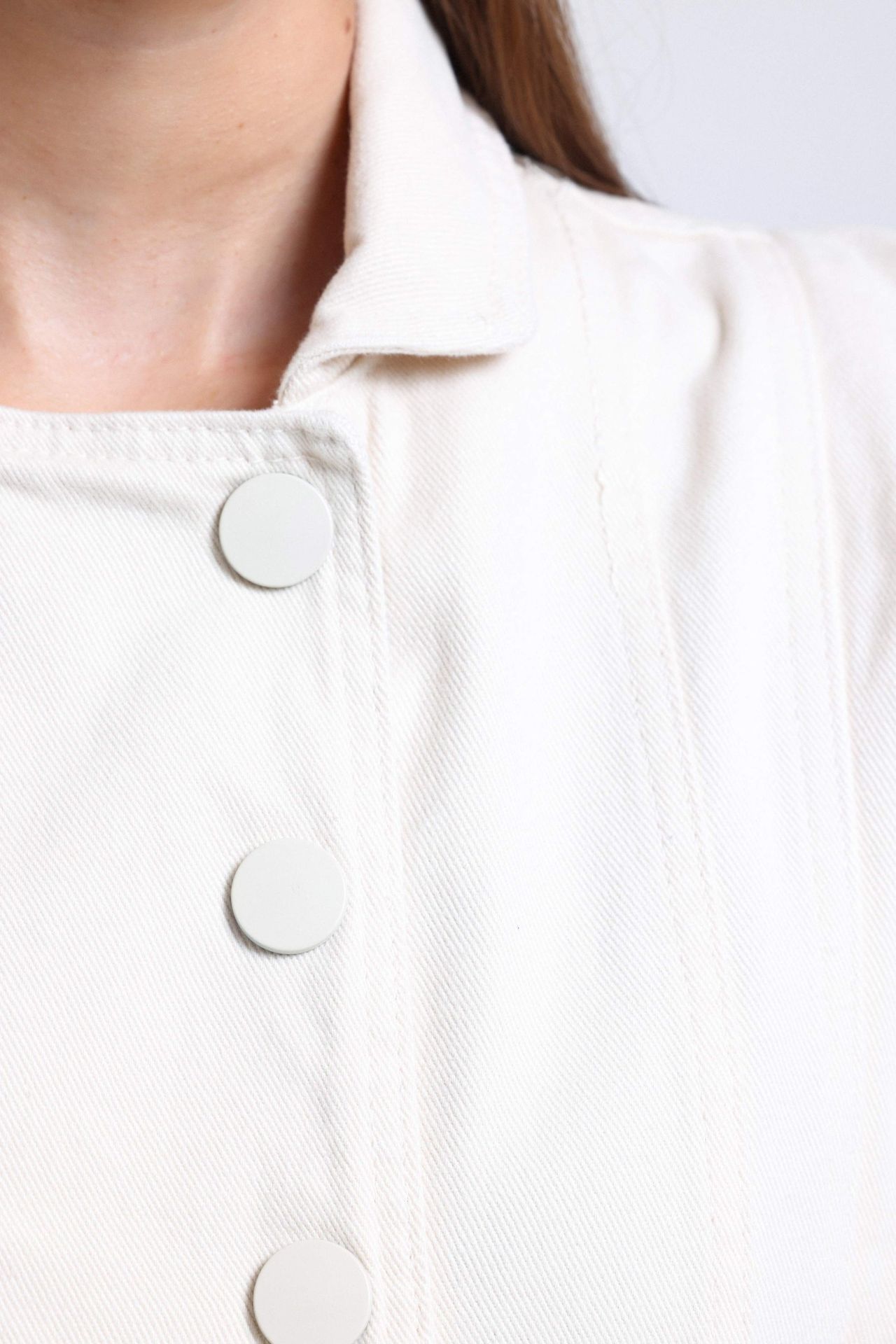 Polo Collar Buttoned Mini Dress with a Padded Shoulder
