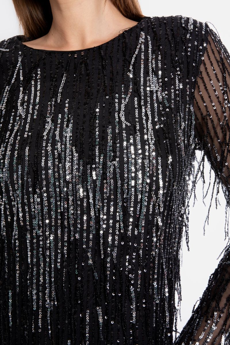 Sequin Round Neck Long Sleeve Mini Dress 5