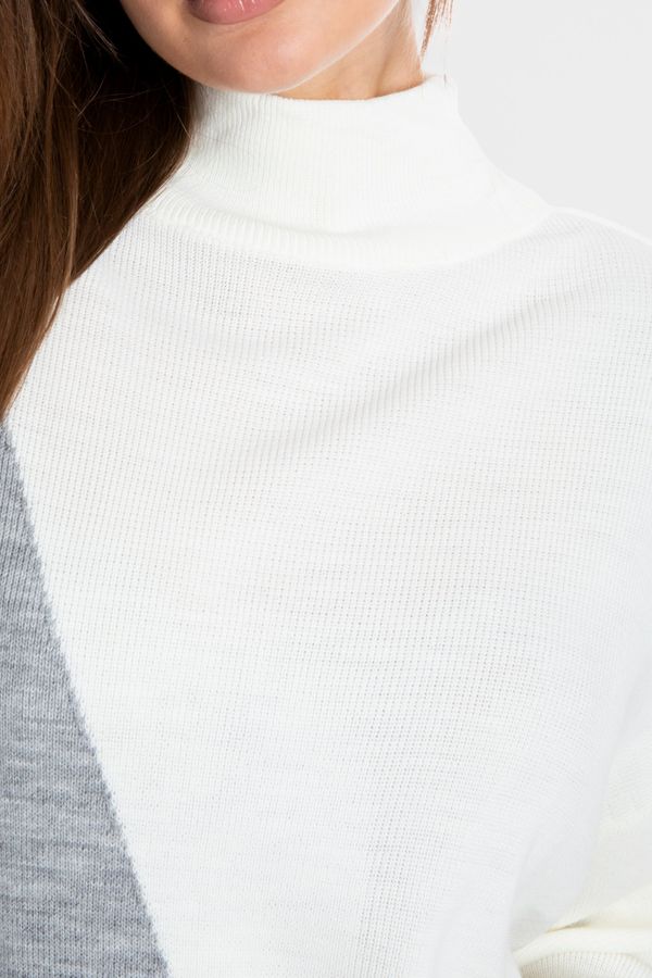 Knitted Geometric High Neck Long Sleeve Mini Dress 4
